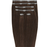 Gold24 Clip-on hair extensions, 7-dels sett, 50 cm, #33B mørk Rødbrun